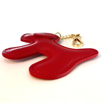 Trixi Gronau Bag Charm Taschenanhaenger Doggy xl Leder rot, seitenansicht